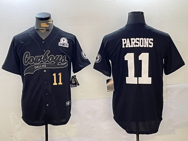 Men Dallas Cowboys 11 Parsons Black Joint Name 2024 Nike Limited NFL Jersey style 5
